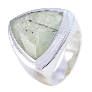 Genuine Gems Triangle Faceted Prehnite ring